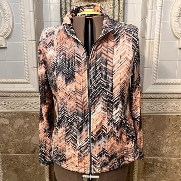 Onque Casual. Size XL. Pink & Gray Flannel Zip Up Jacket. Cotton Poly. B95 - Picture 5 of 6